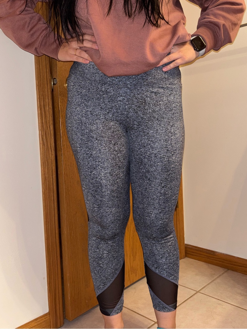 Victoriaβs Secret-PINK Heather Gray womenβs Leggings with Black Mesh